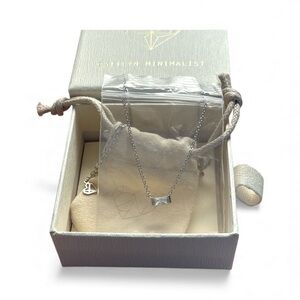 Caitlyn Minimalist Birthstone Necklace, 925 Sterling Silver - CZ Diamond / NIB